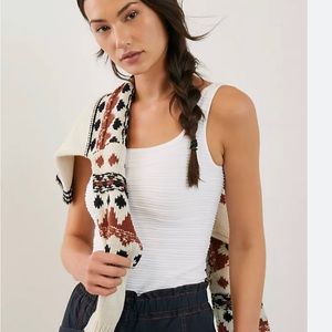 Anthropologie Bethany Ribbed Tank in White, Size XS